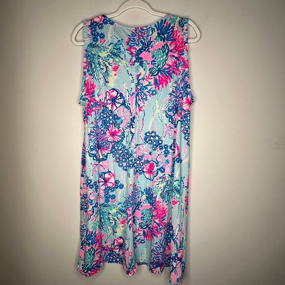 Lilly Pulitzer Aron Blue Floral Swing Mini Dress Size XL - Picture 4 of 8